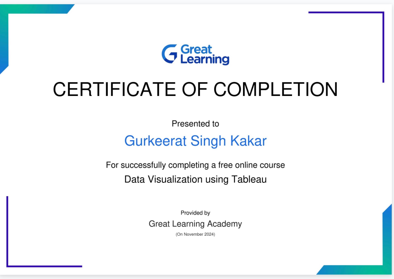 Tableau Certificate